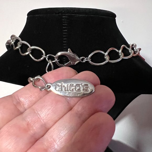 CHICO'S Silvertone Chain Matinee Necklace 19.5 in ext. 3.5 in - Picture 8 of 11
